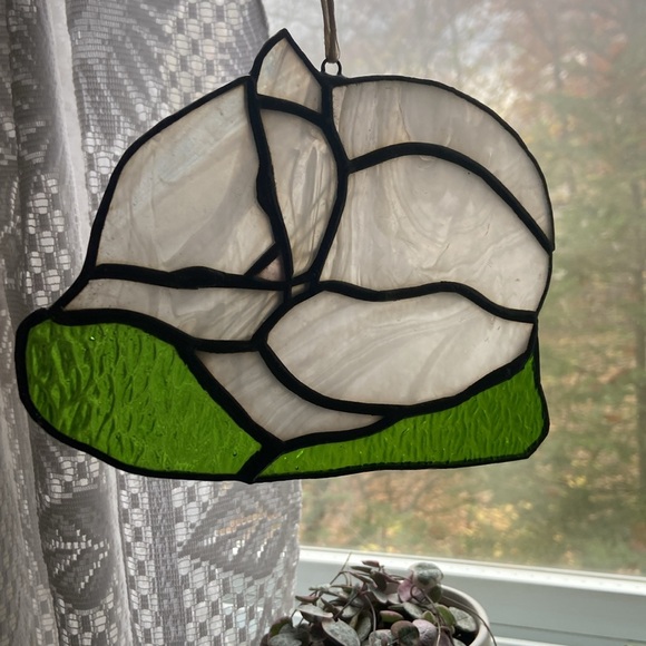 Sleeping kitty stained glass vintage mint condition - Picture 2 of 7